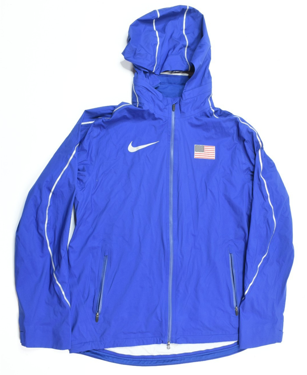 Nike Team USA Lightweight Authentic Waterproof Jacket Mens Large Blue Hood